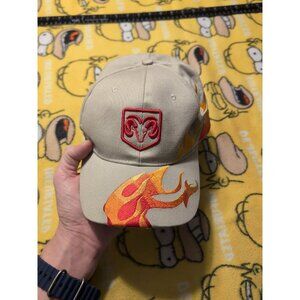 Vintage Dodge Ram Truck Y2K Flames Fire Baseball Cap Hat Royal Gate Embroidered